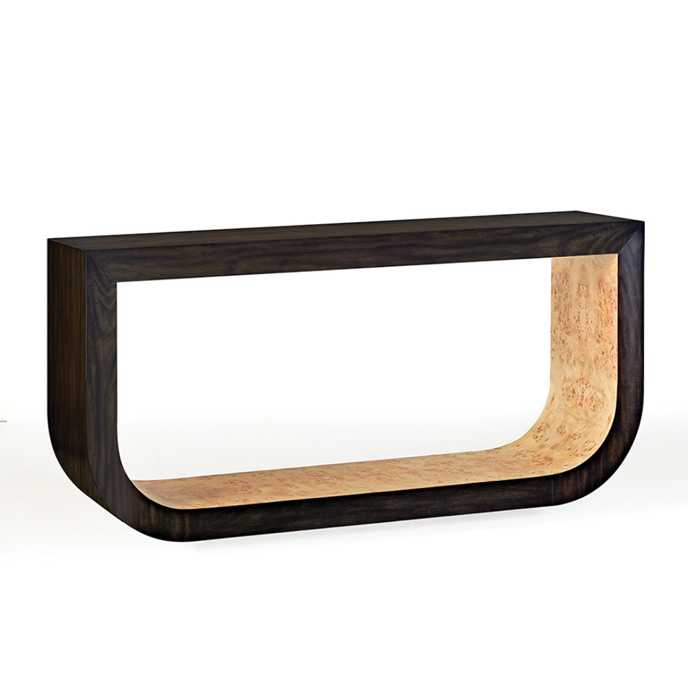 Black & Burl Wood Console Table