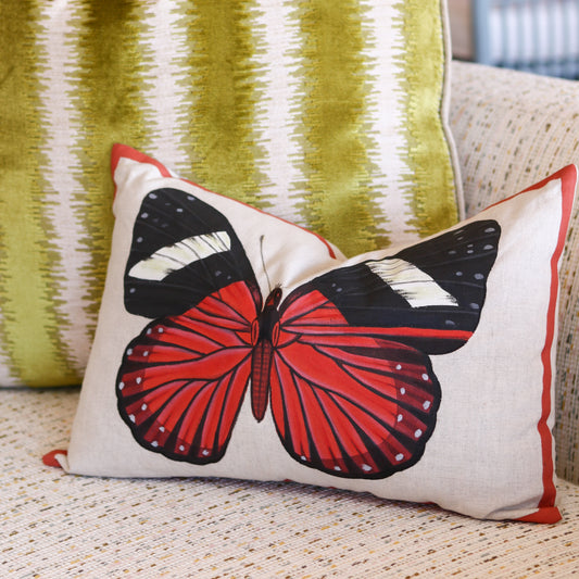Coral Butterfly Lumbar Pillow