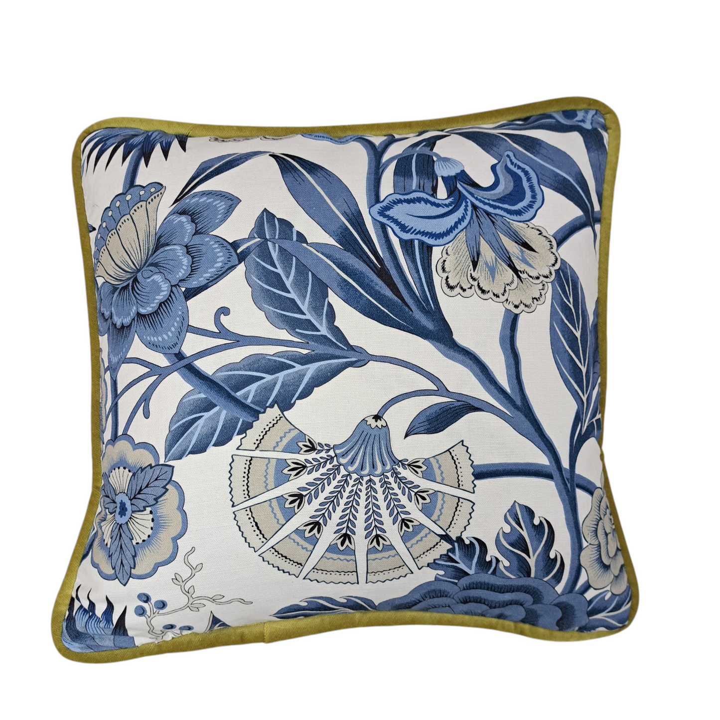 20” Blue and White Floral with Citron Cording