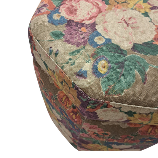 Octagon Storage Ottoman in Floral