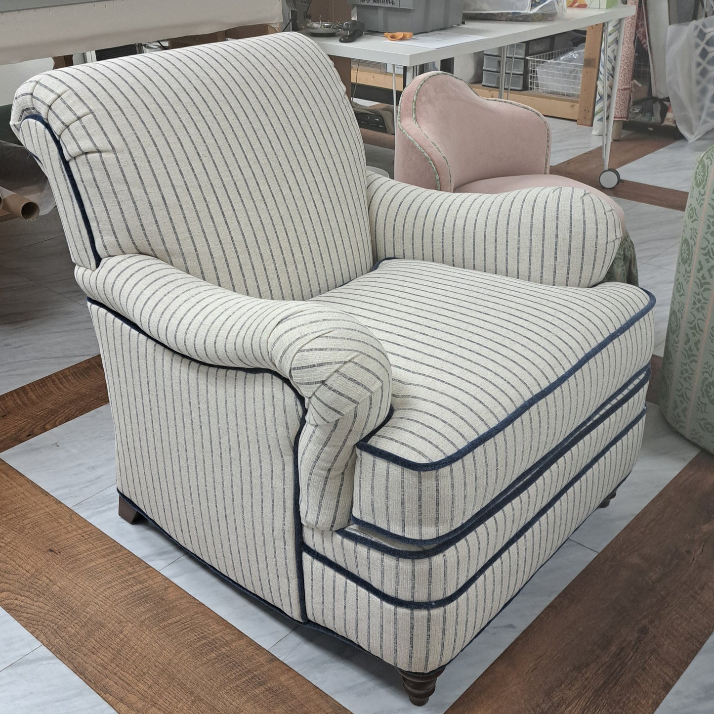 Blue & White Striped Ellis Chair