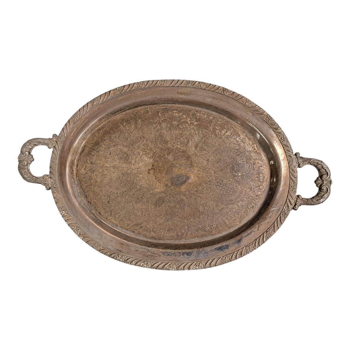 Large Antique Silver Tray w/ Handles