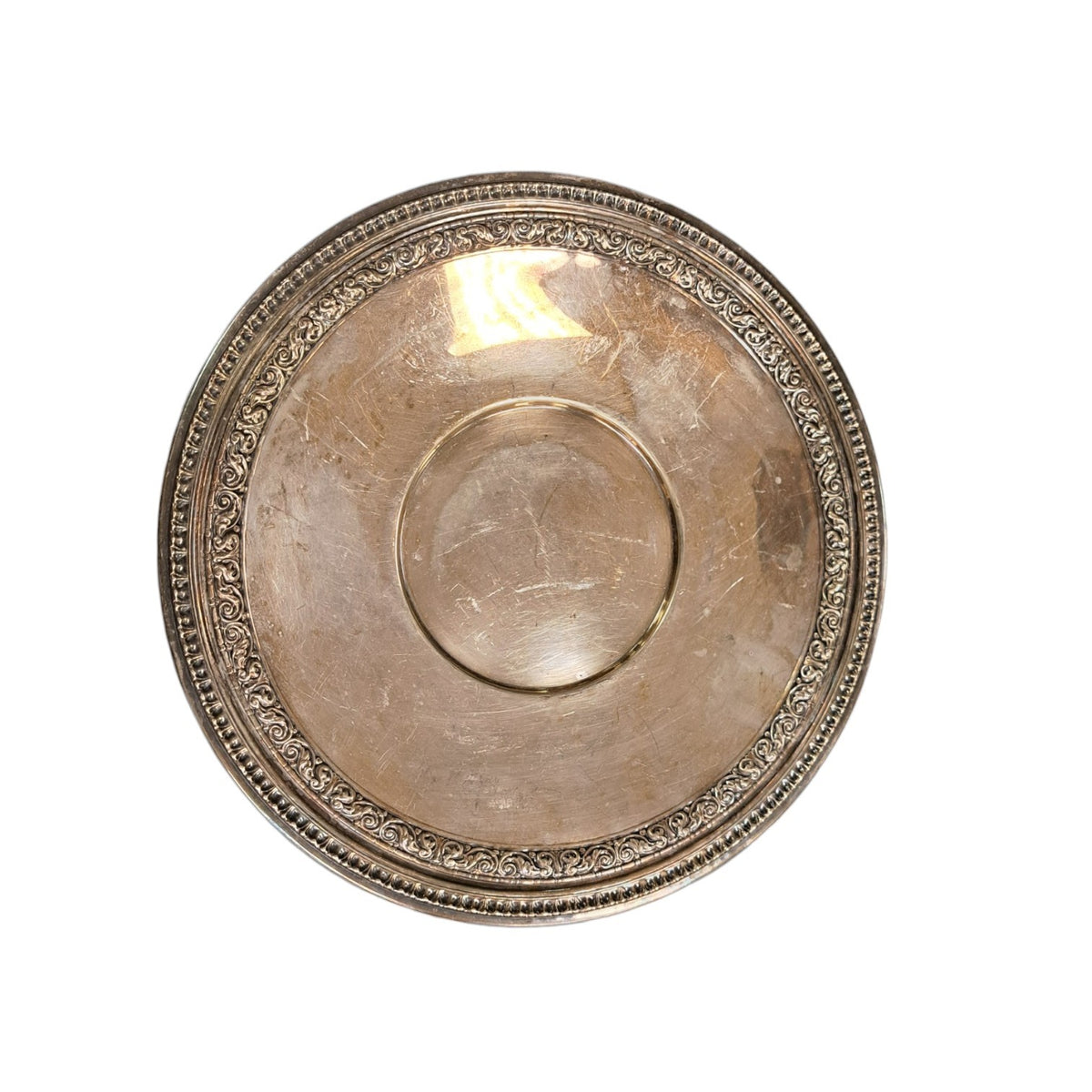 Small Round Antique Silver Tray