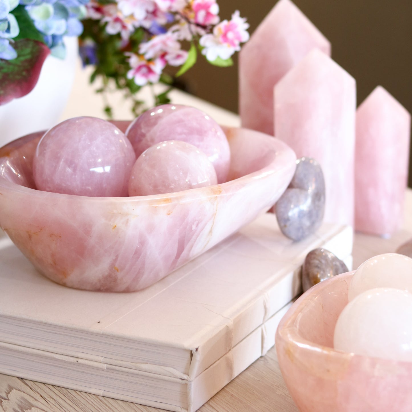 Rose Quartz Ball Carving