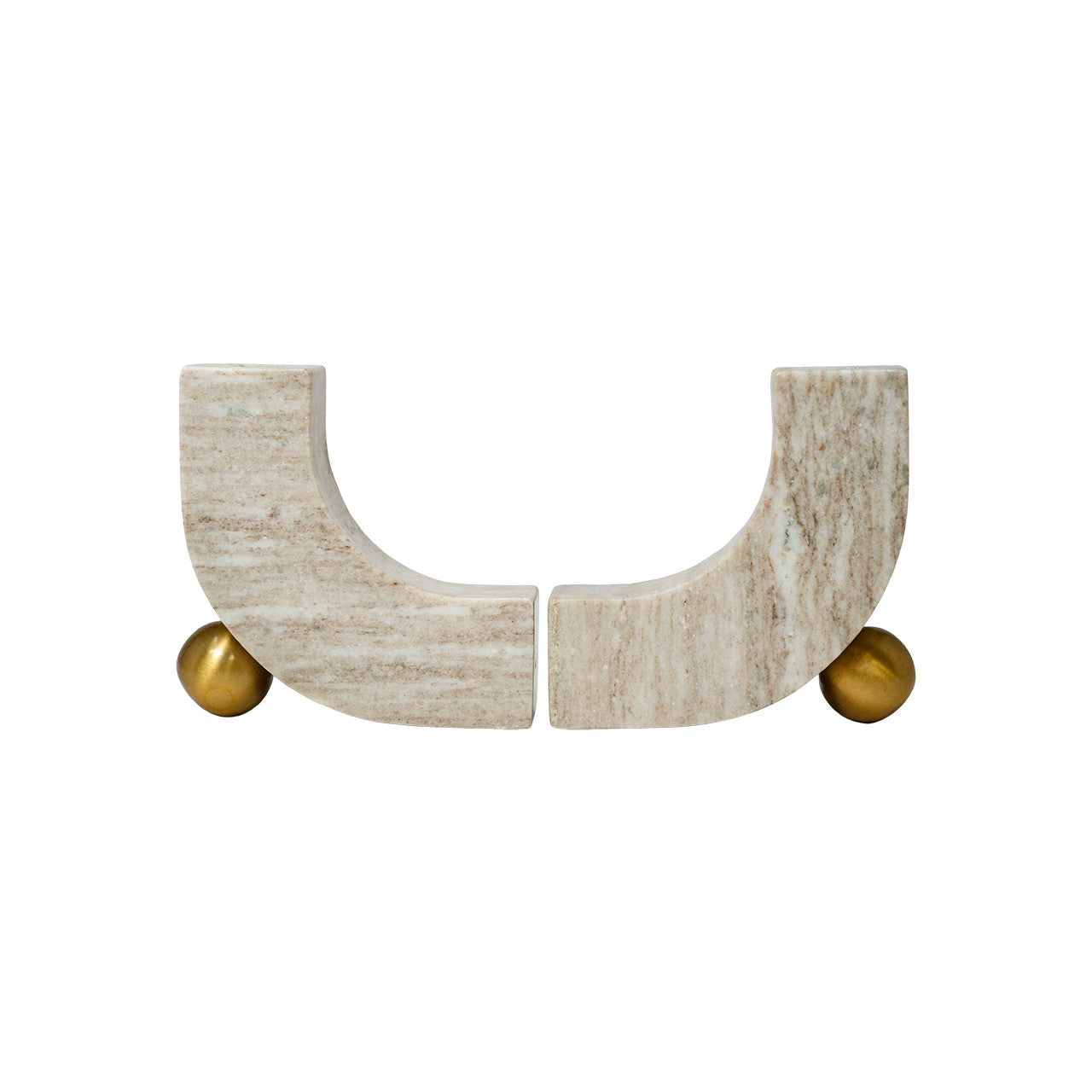 Beige Marble Curved Bookends