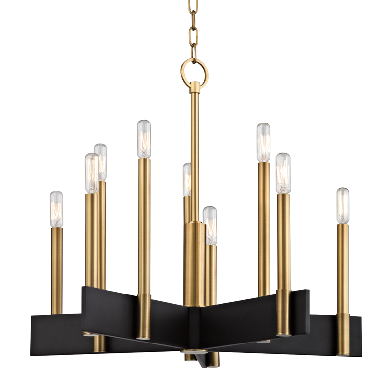 10 Light Aged Brass Chandelier