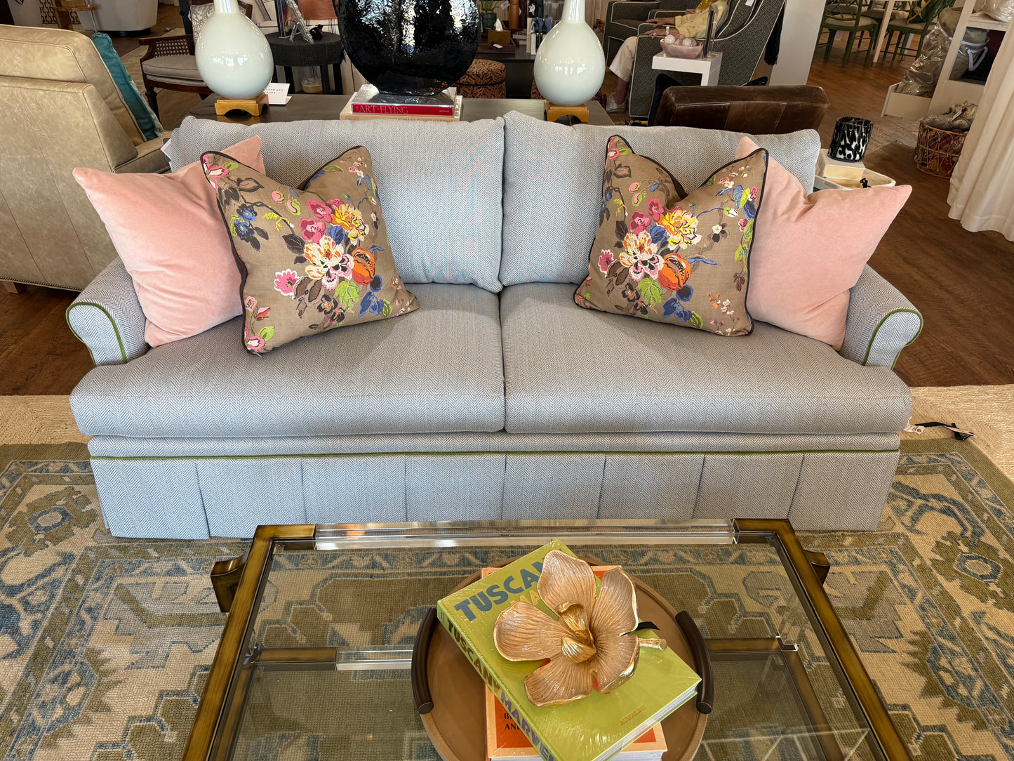 20" Brown Floral Pillow