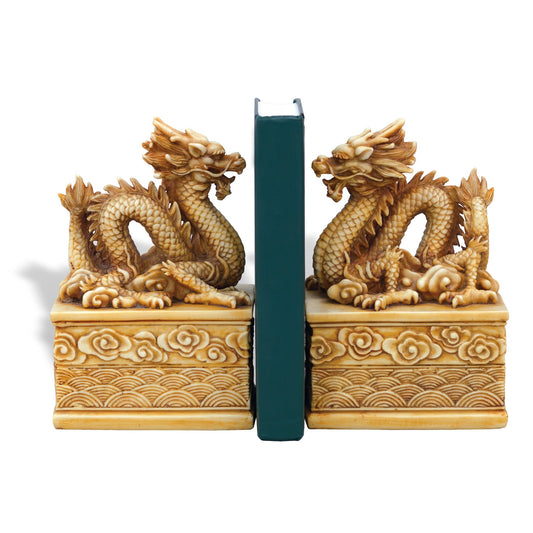 Gold Dragon Ivory Bookeneds (Set of 2)