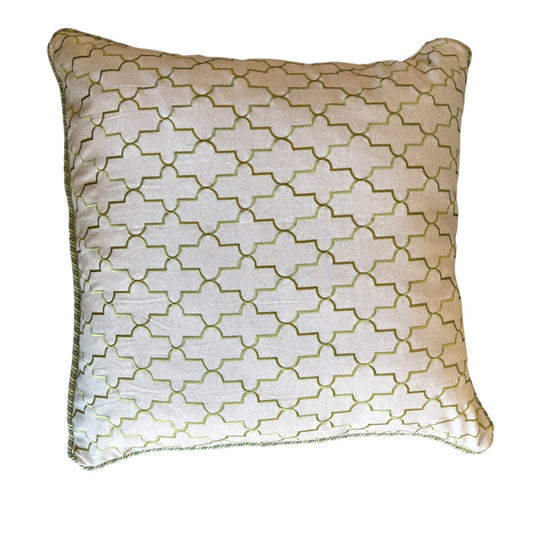 26" Green and Cream Geometric Pillow