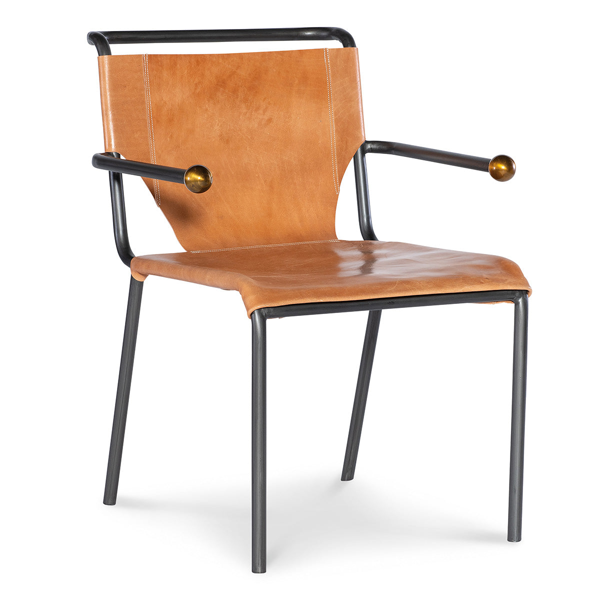 Tangerine Leather Dining Chair