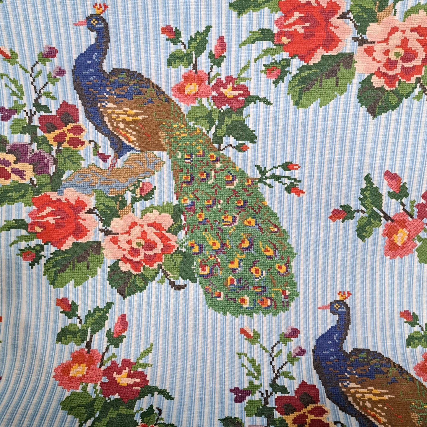 Peacock Azul Ticking Fabric