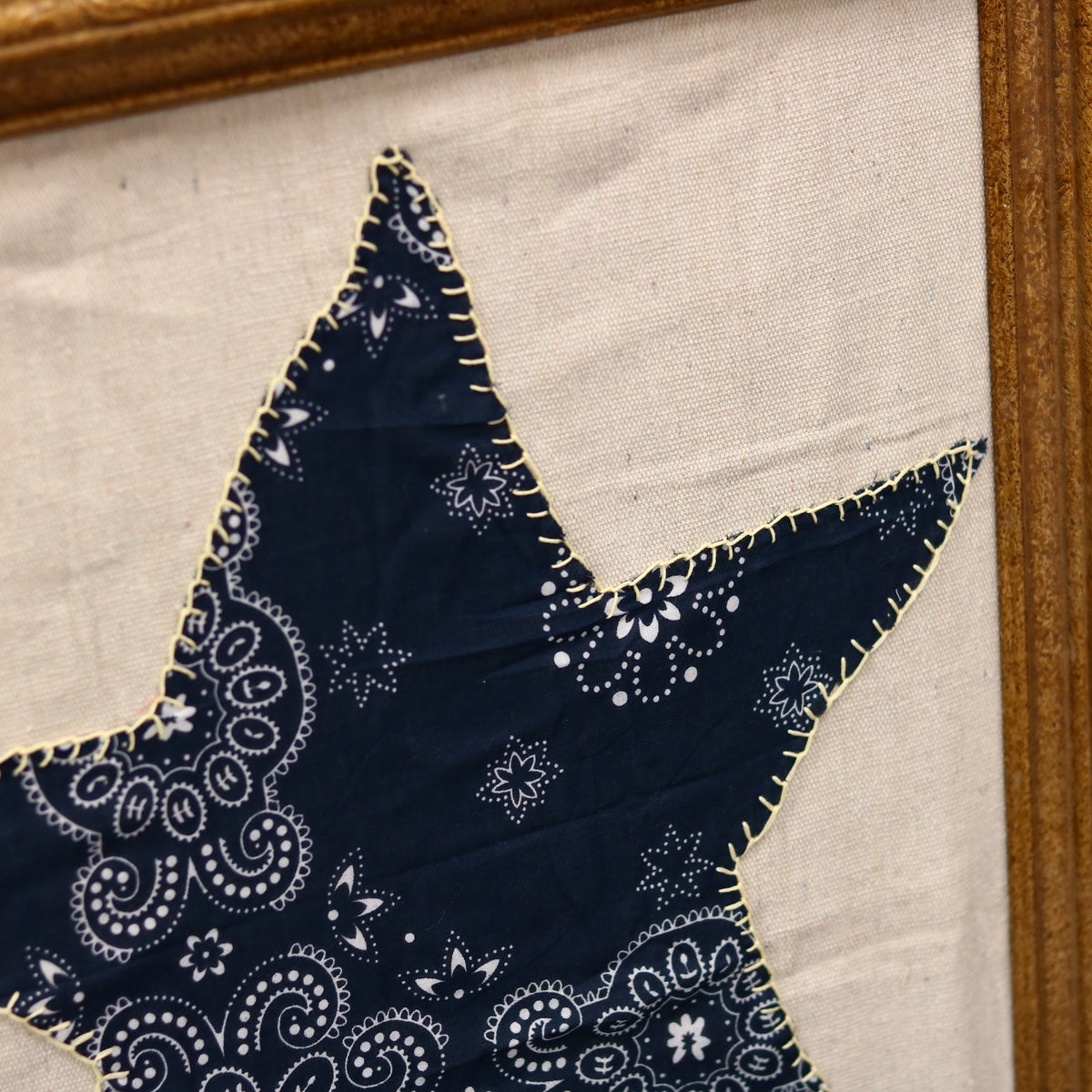 Framed Embroidered Blue Star