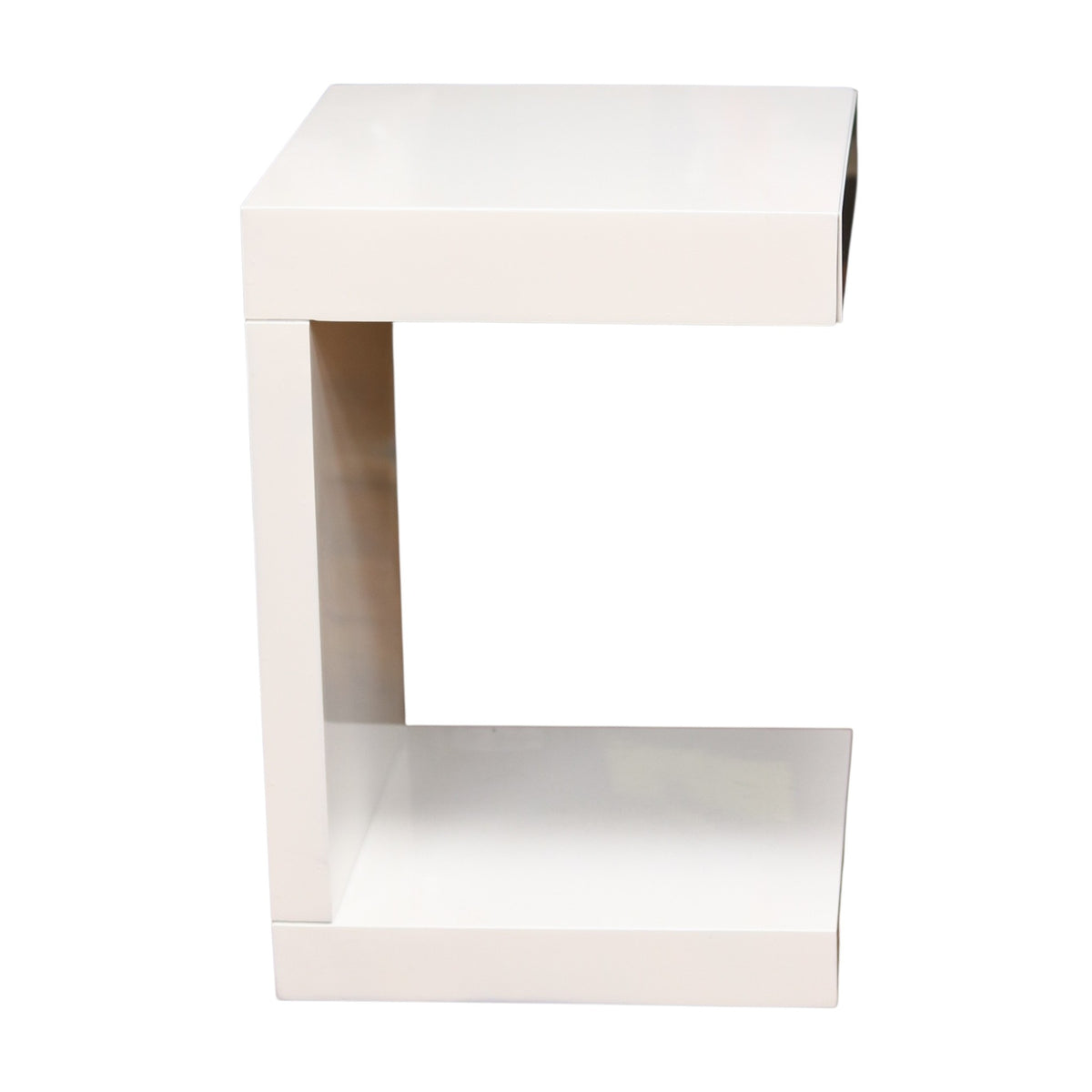 High Gloss White C-Shaped End Table