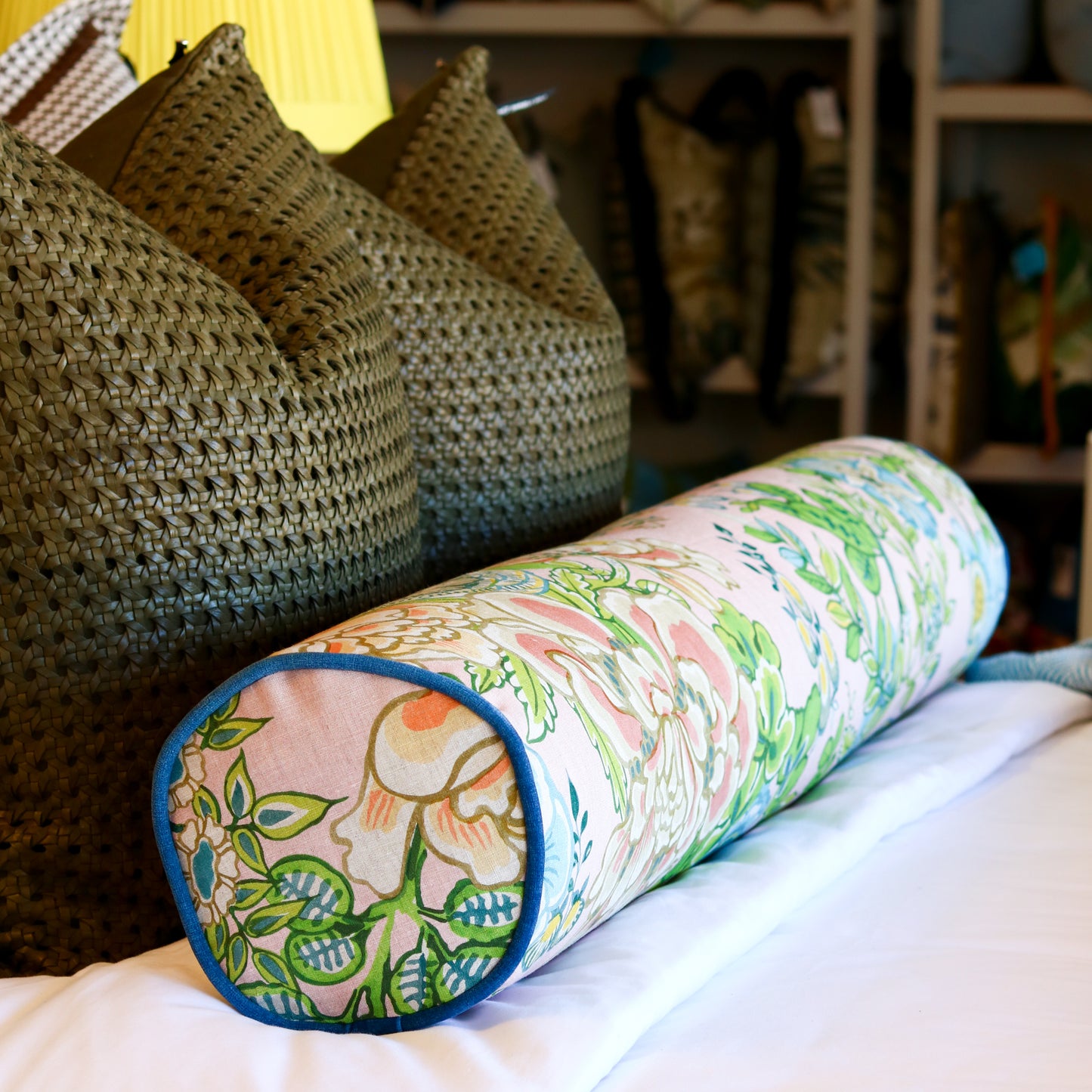 Pink Floral Bolster - 50" L