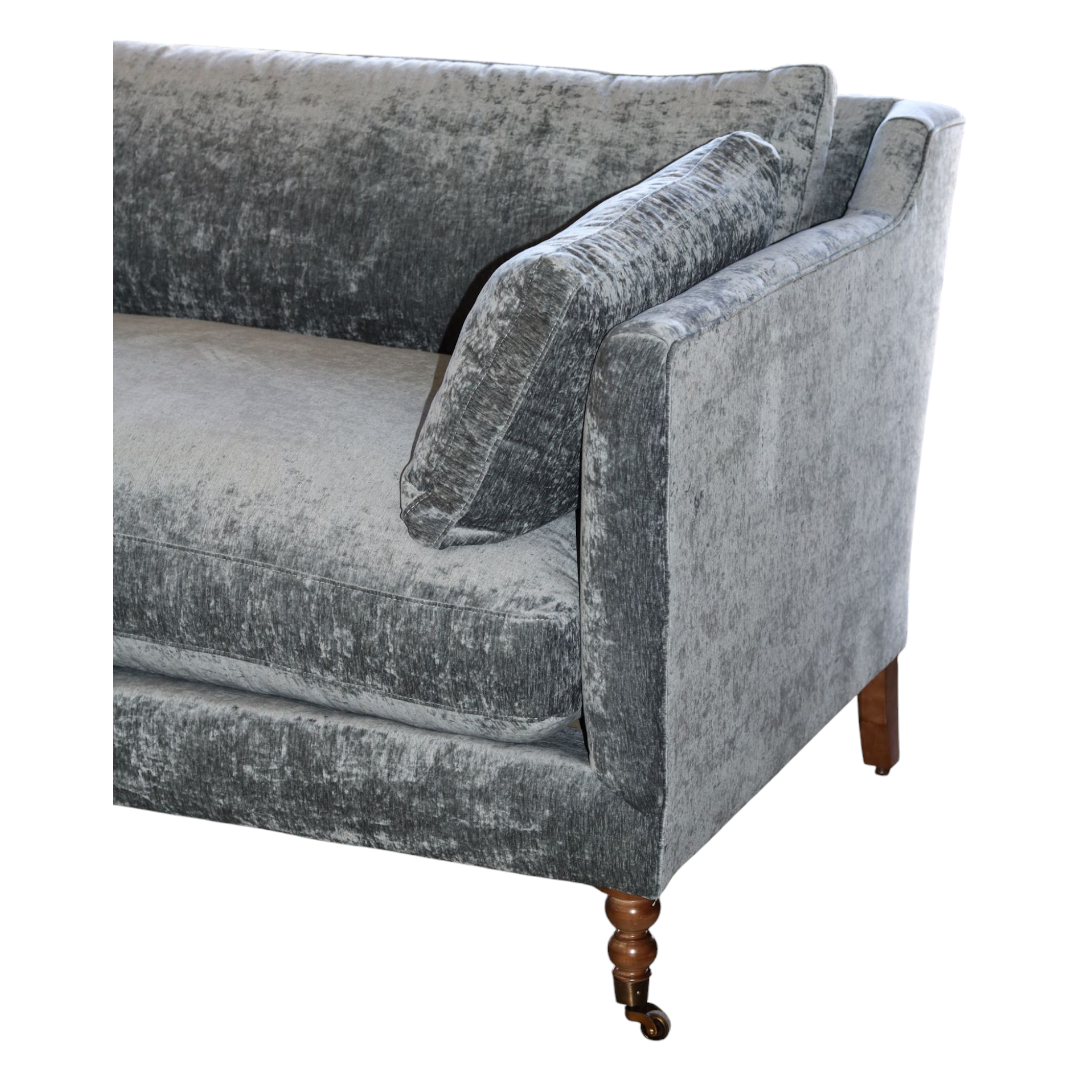 Blue Madeline Sofa on Casters