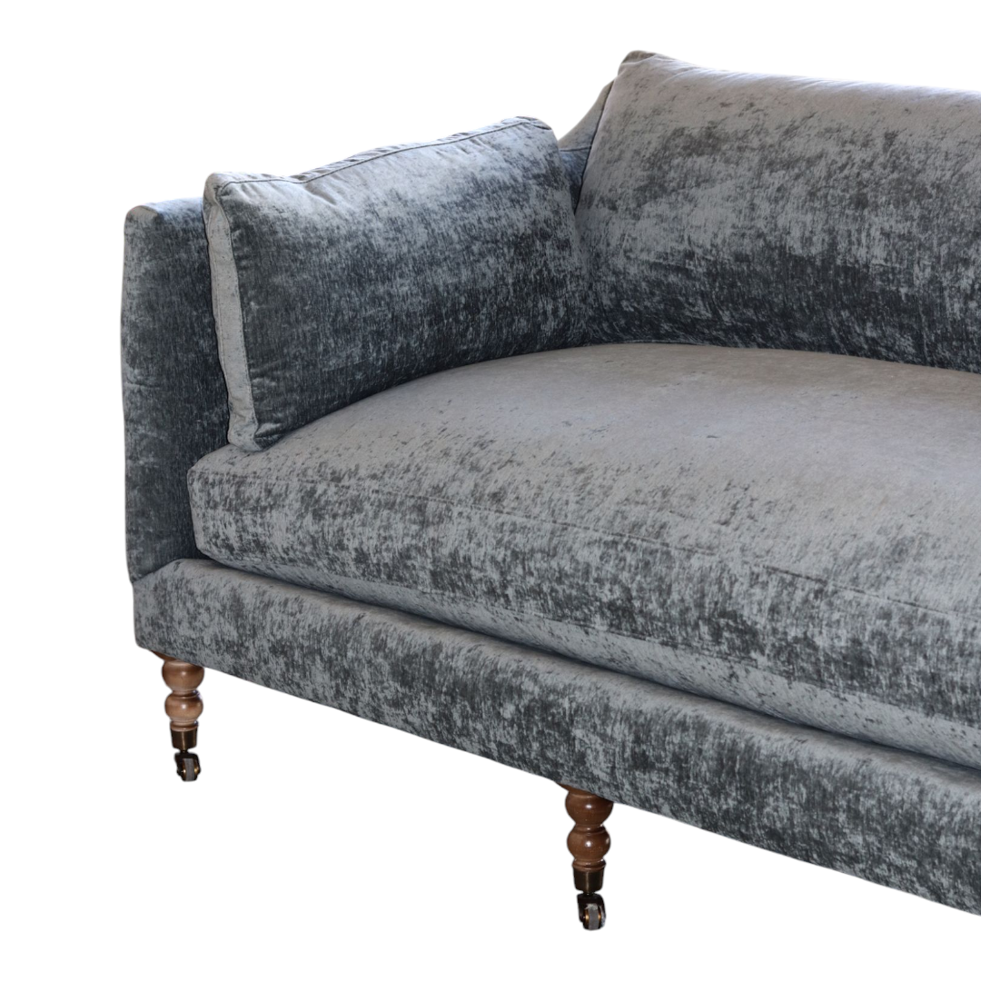 Blue Madeline Sofa on Casters