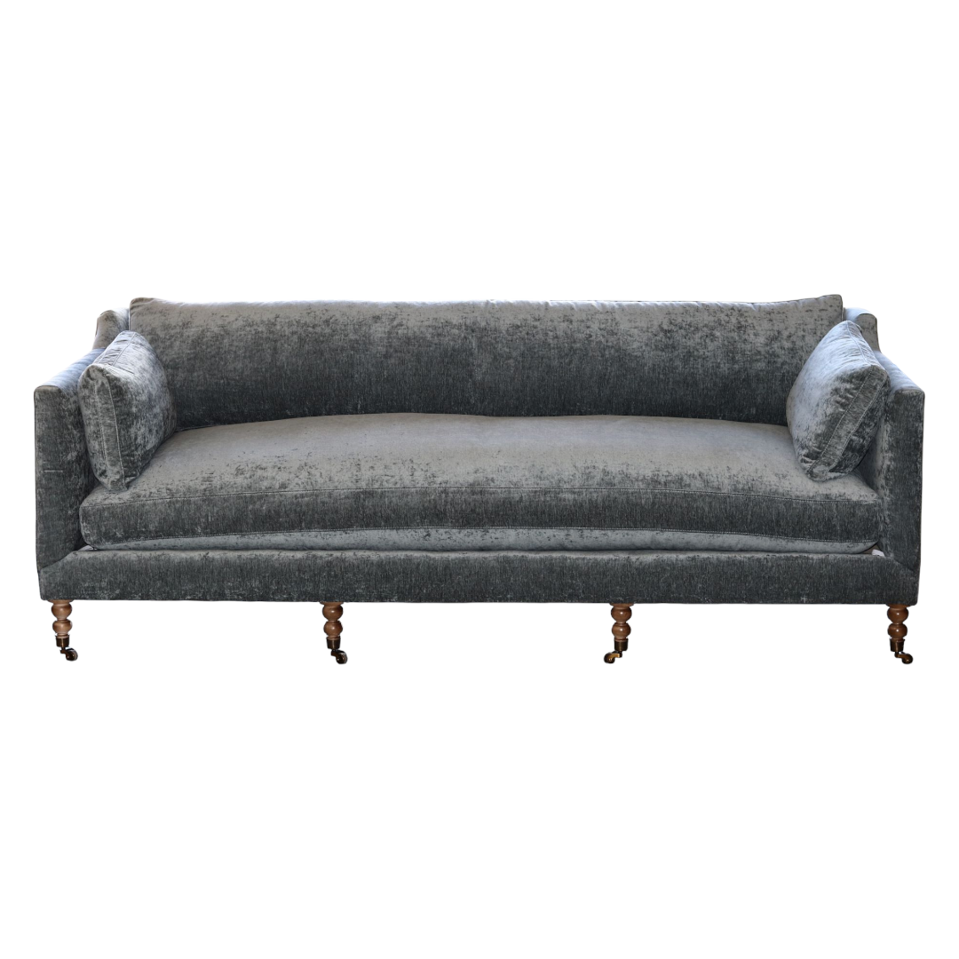Blue Madeline Sofa on Casters