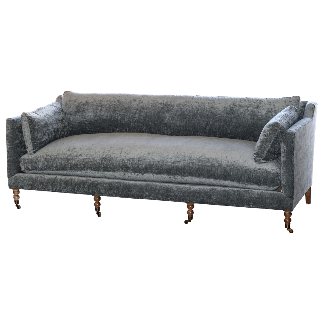 Blue Madeline Sofa on Casters