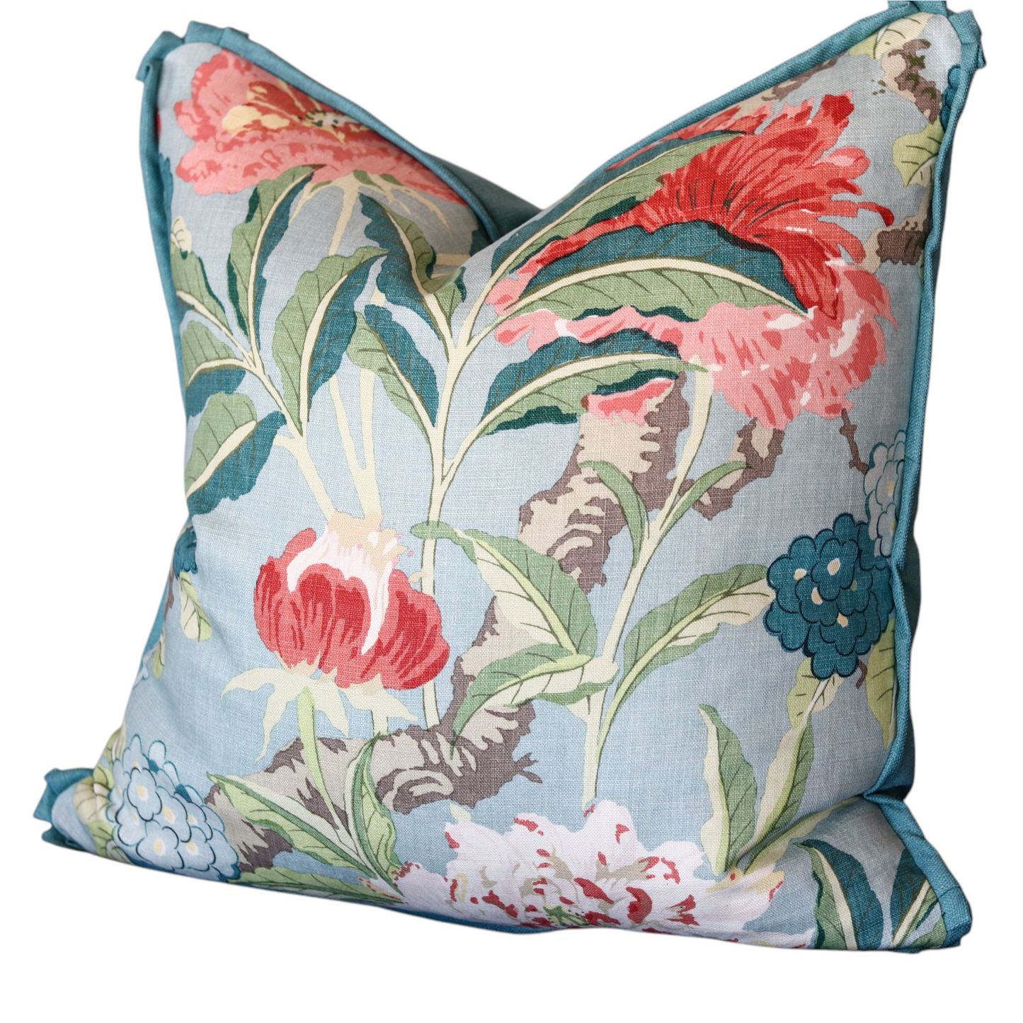 25" Teal Floral Pillow