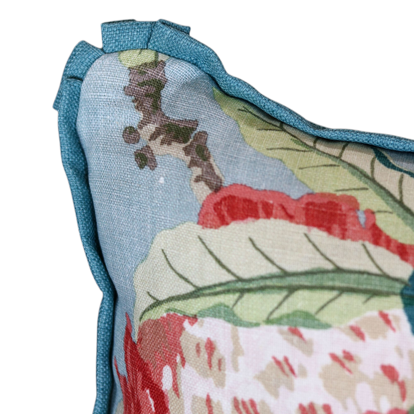 14" x 34" Teal Floral Bolster Pillow