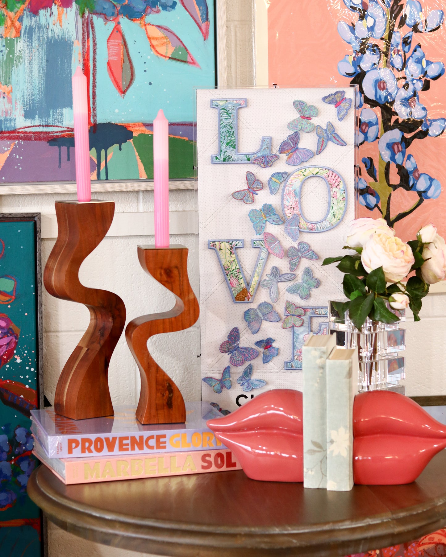 Pink Lip Bookends