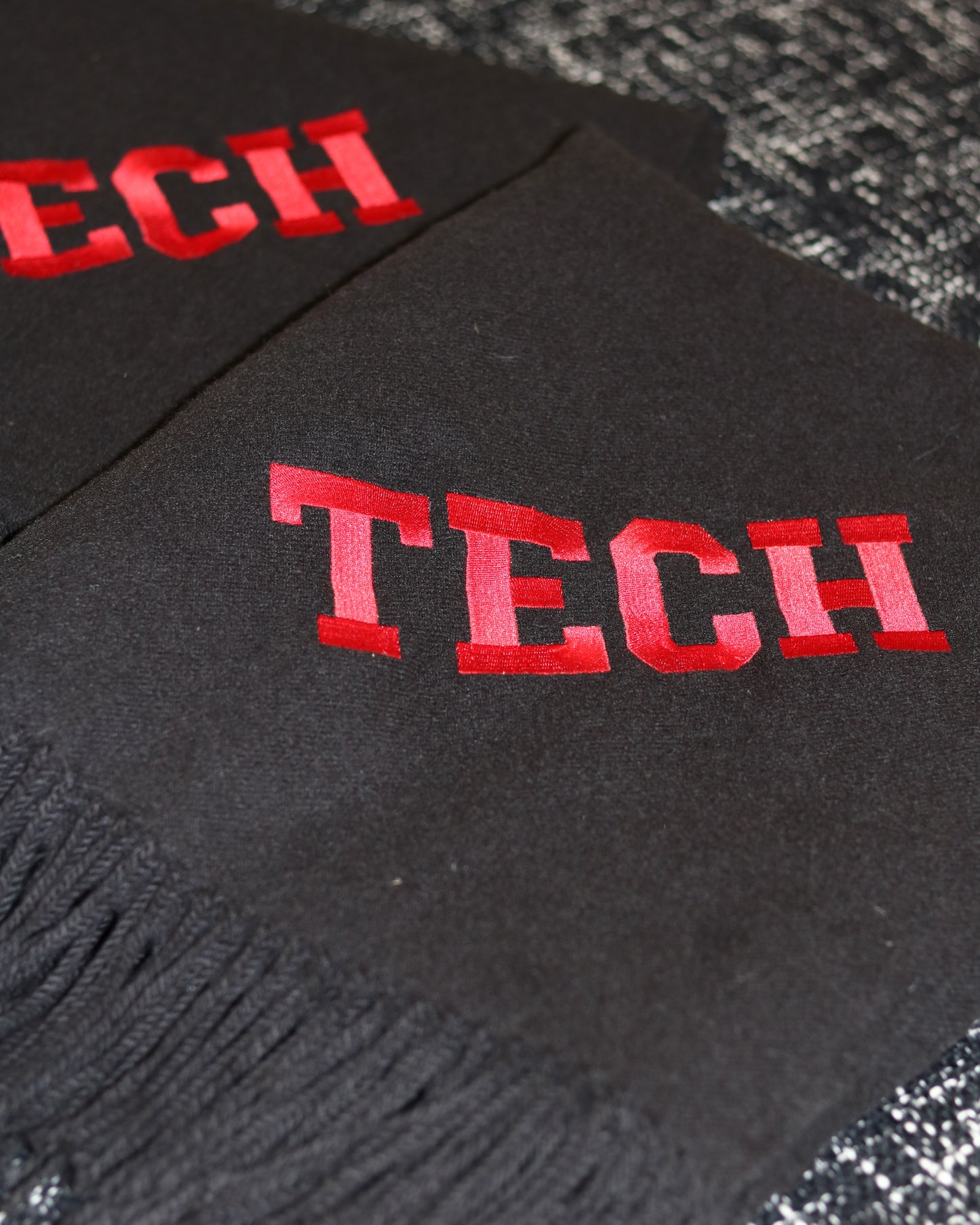 "TECH" Embroidered Black Throw