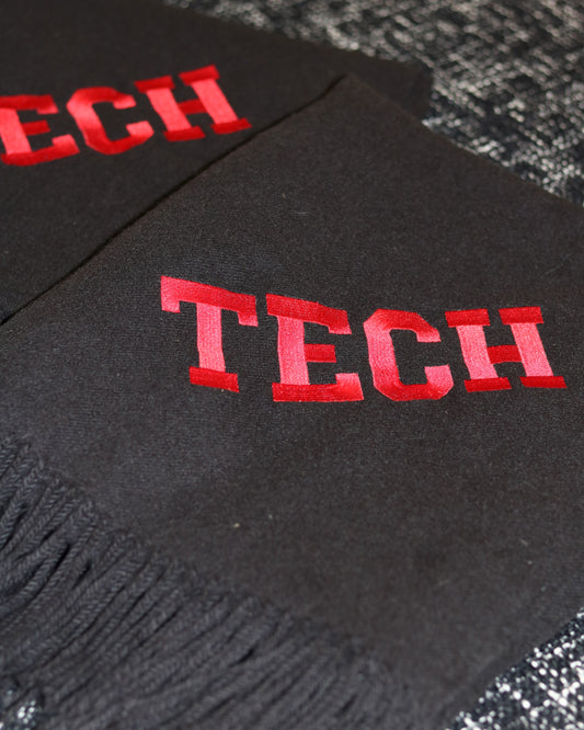 "TECH" Embroidered Black Throw