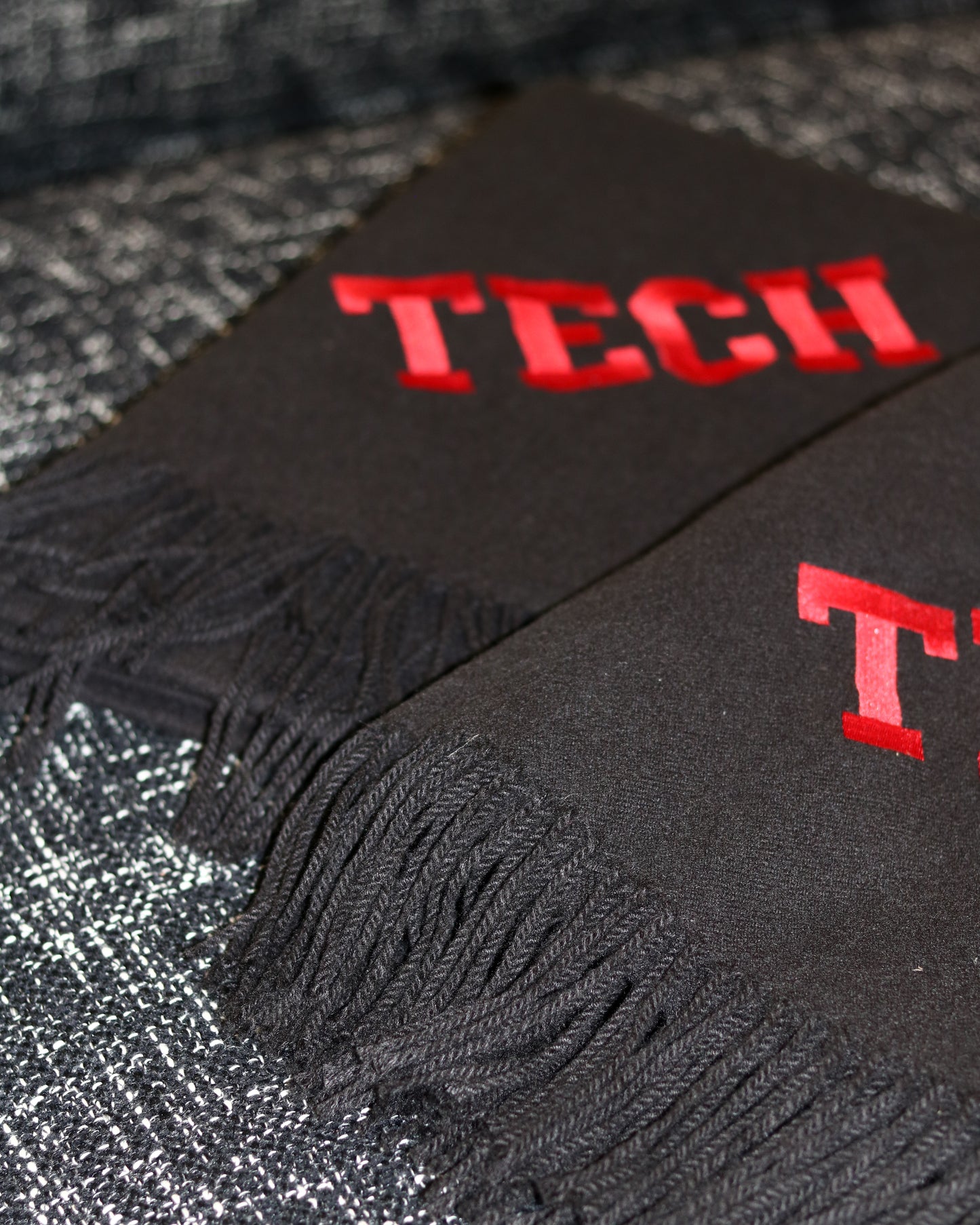 "TECH" Embroidered Black Throw