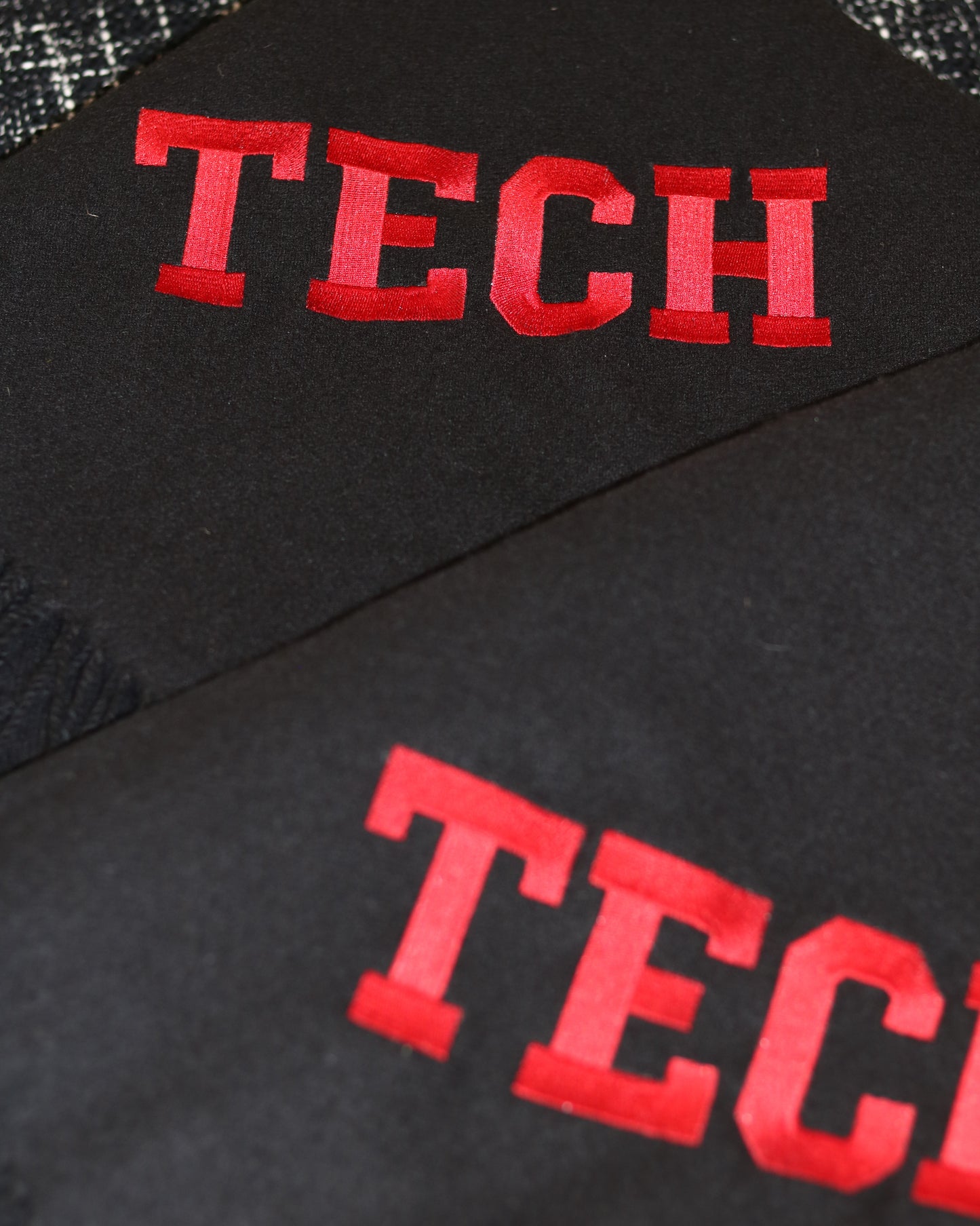 "TECH" Embroidered Black Throw