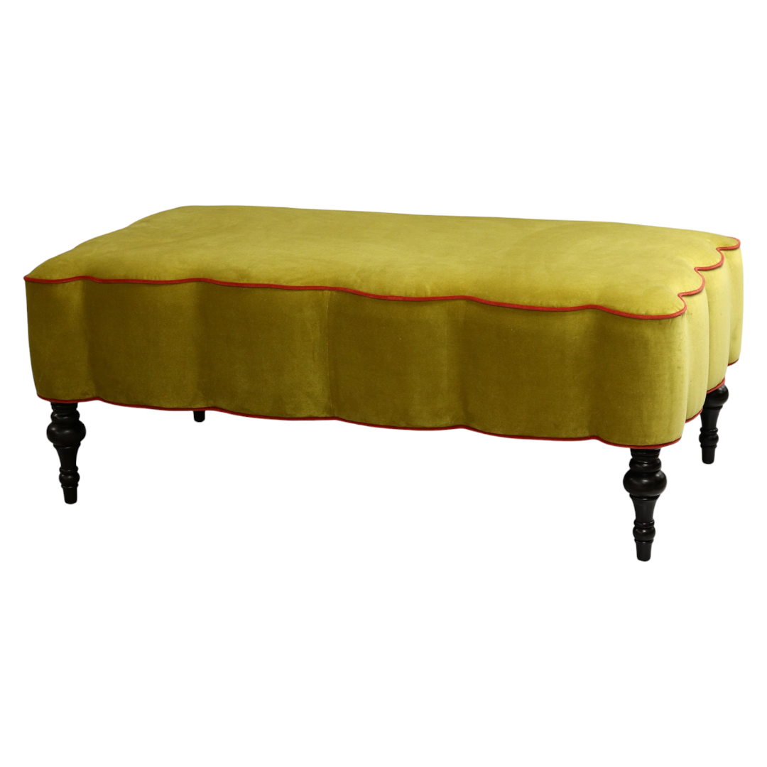 Green Scalloped Ottoman