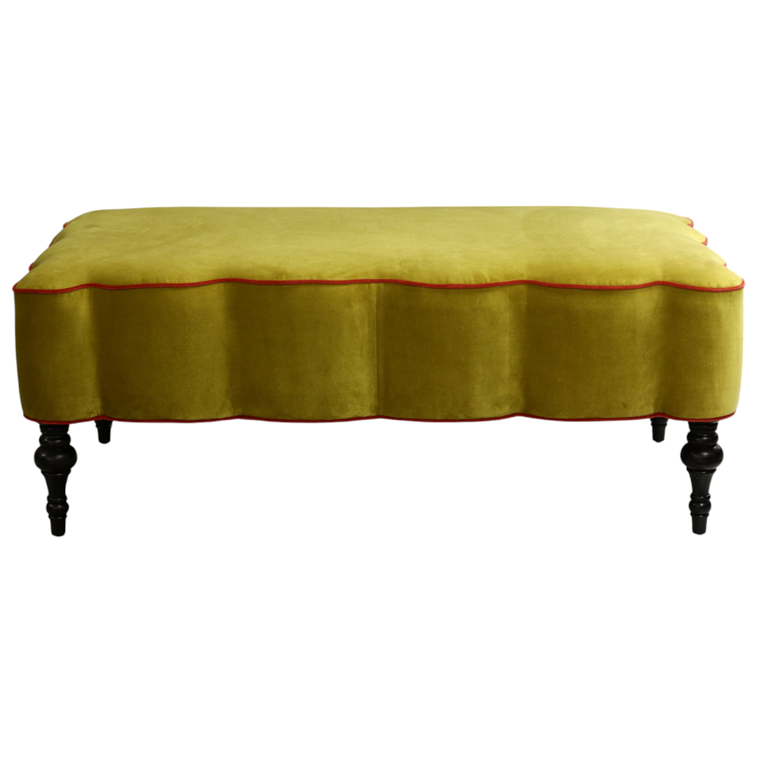 Green Scalloped Ottoman