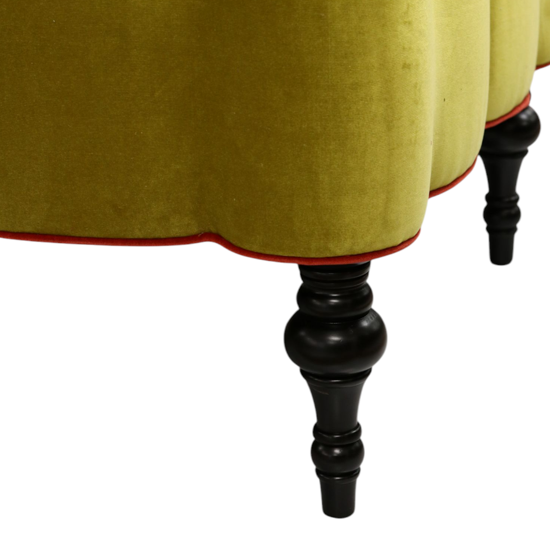 Green Scalloped Ottoman