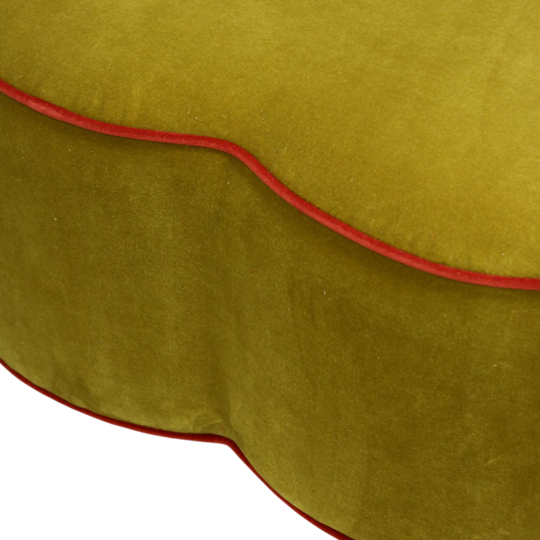 Green Scalloped Ottoman