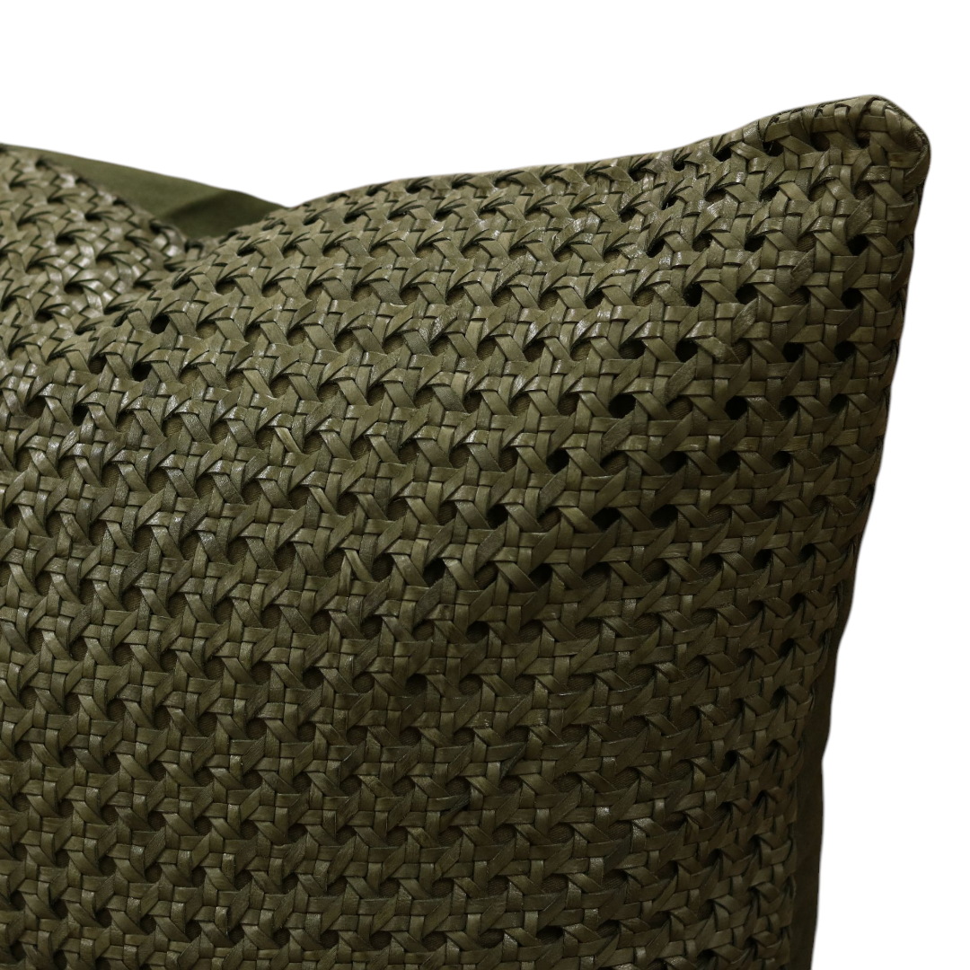 24" Forest Woven Leather Pillow