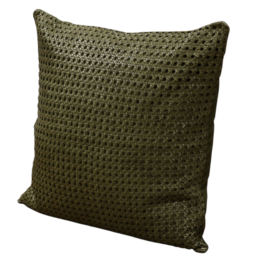 24" Forest Woven Leather Pillow