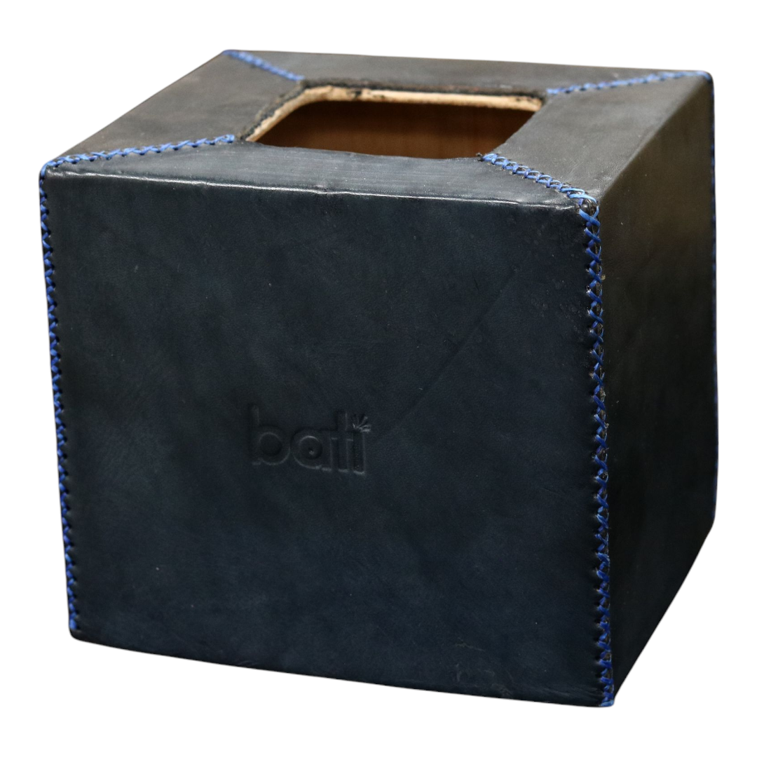 Hand-Stitched Leather Tissue Box