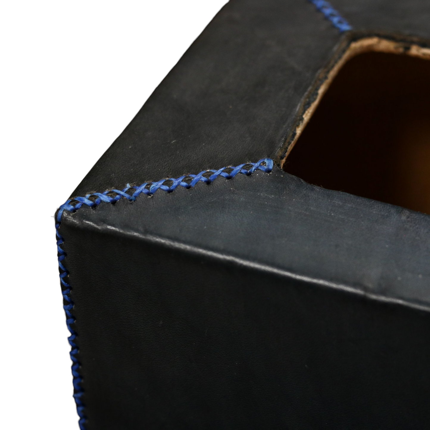 Hand-Stitched Leather Tissue Box