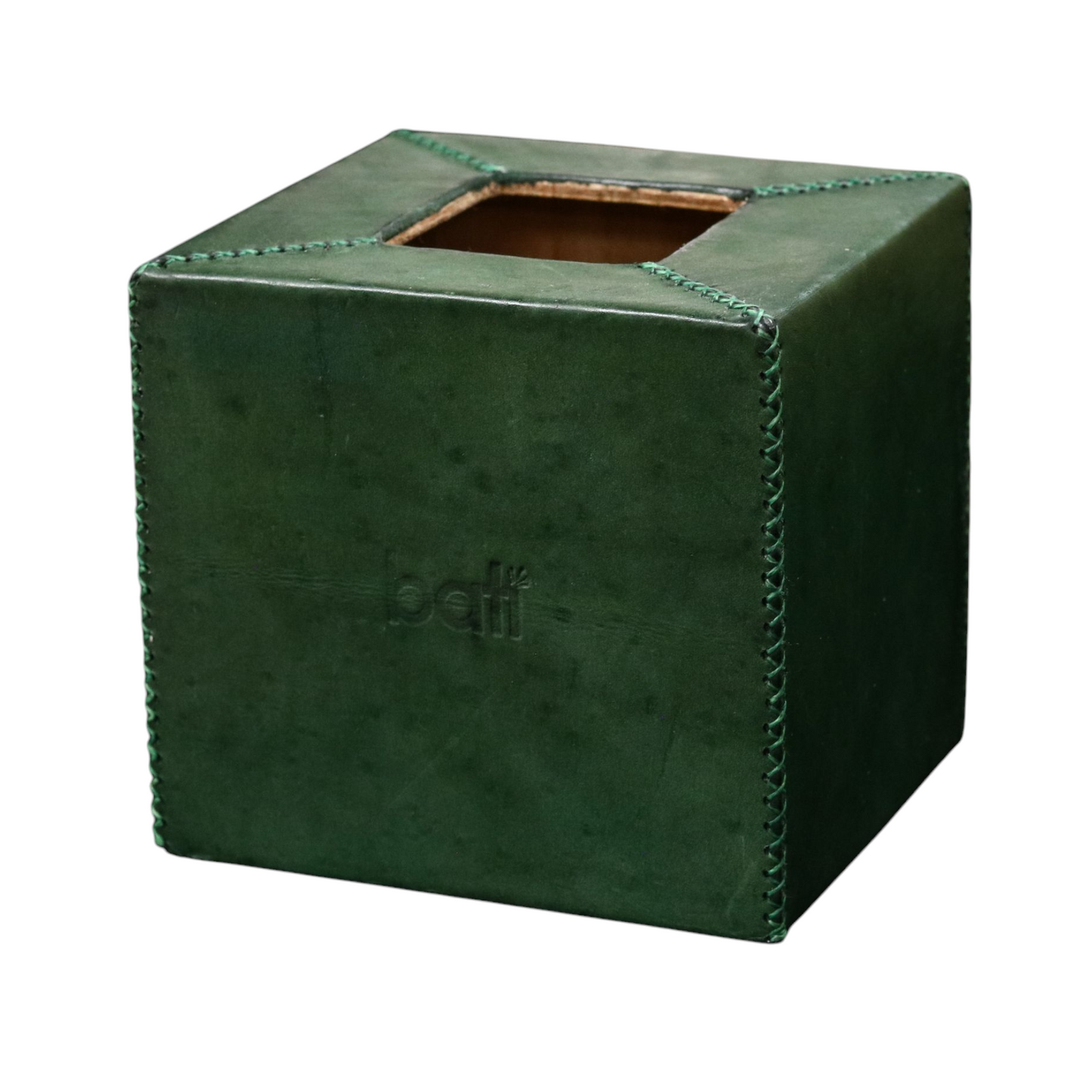 Hand-Stitched Leather Tissue Box