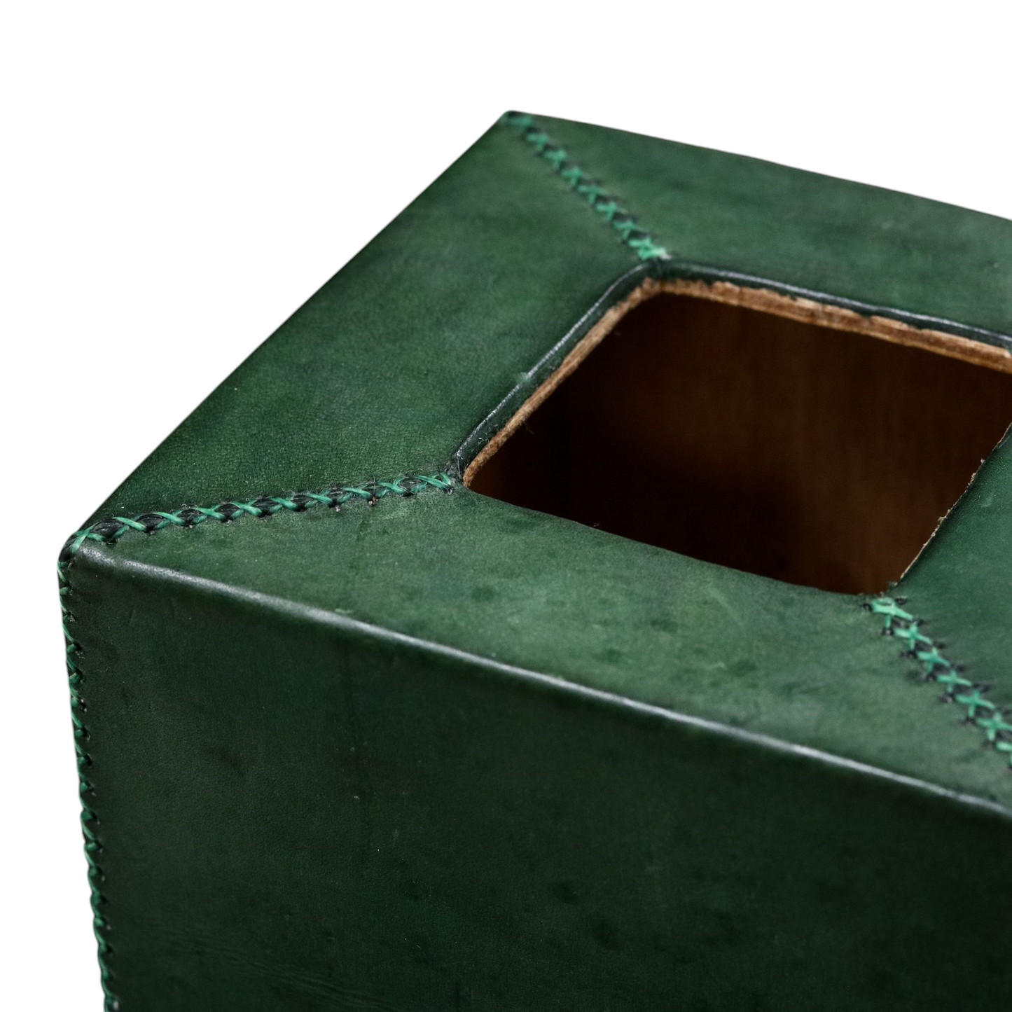 Hand-Stitched Leather Tissue Box
