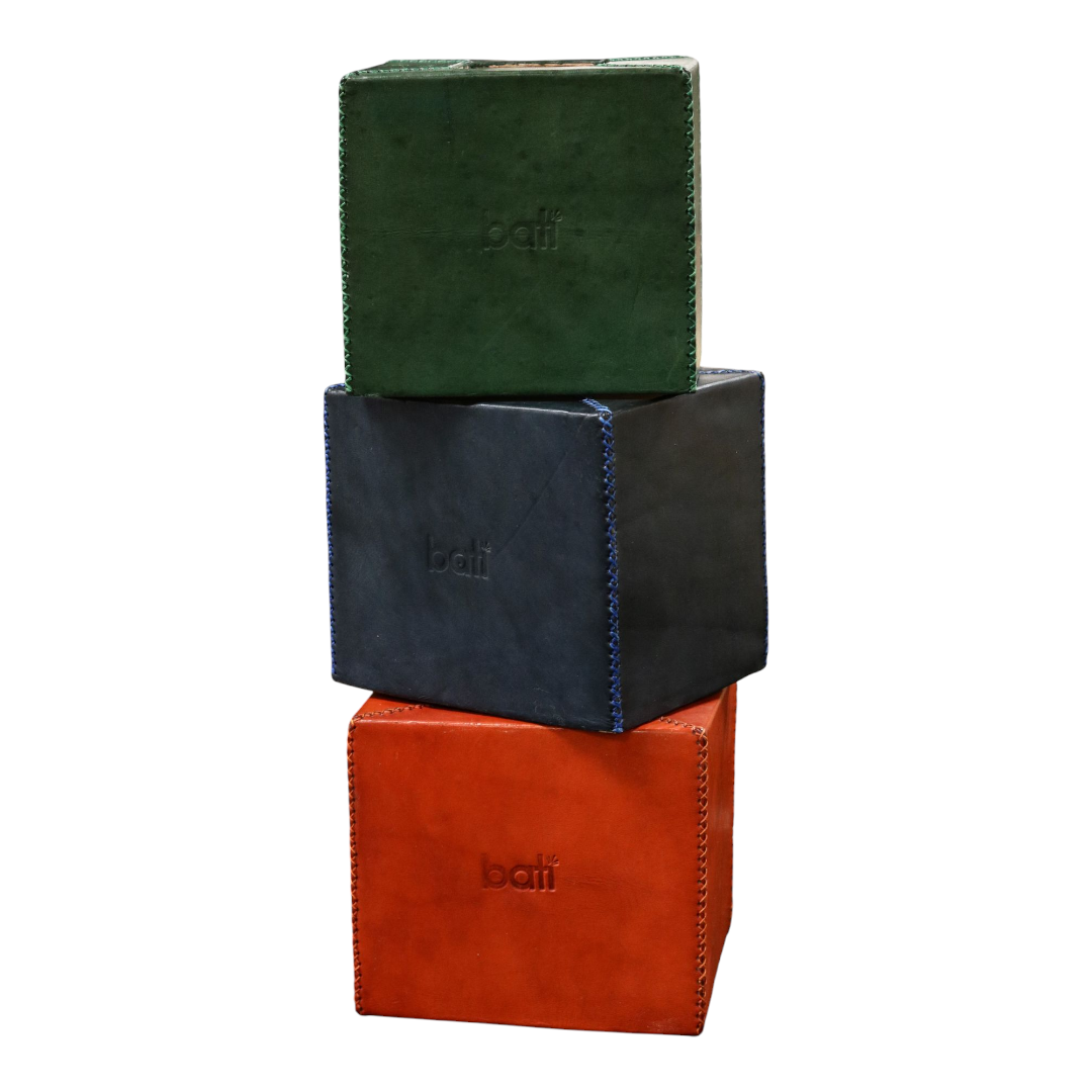 Hand-Stitched Leather Tissue Box