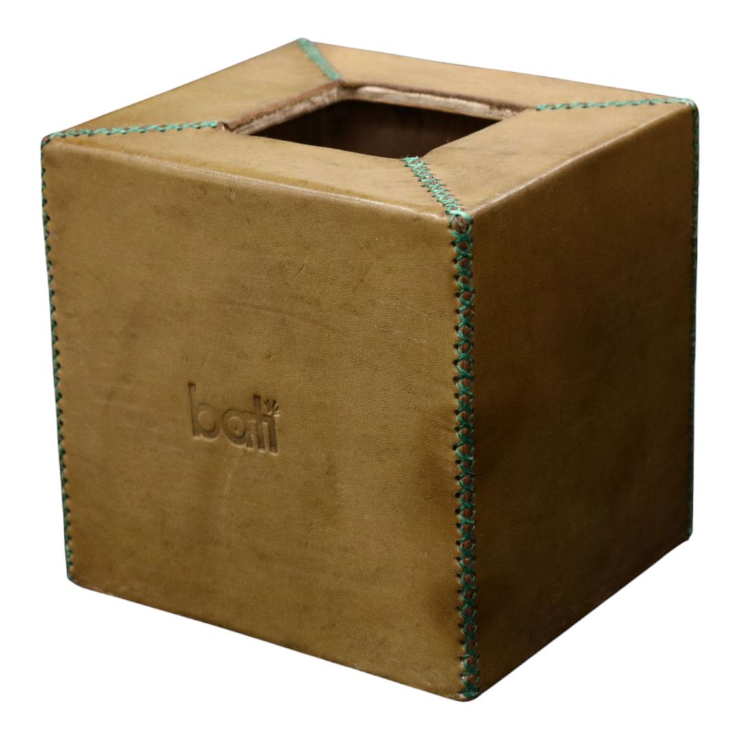 Hand-Stitched Leather Tissue Box