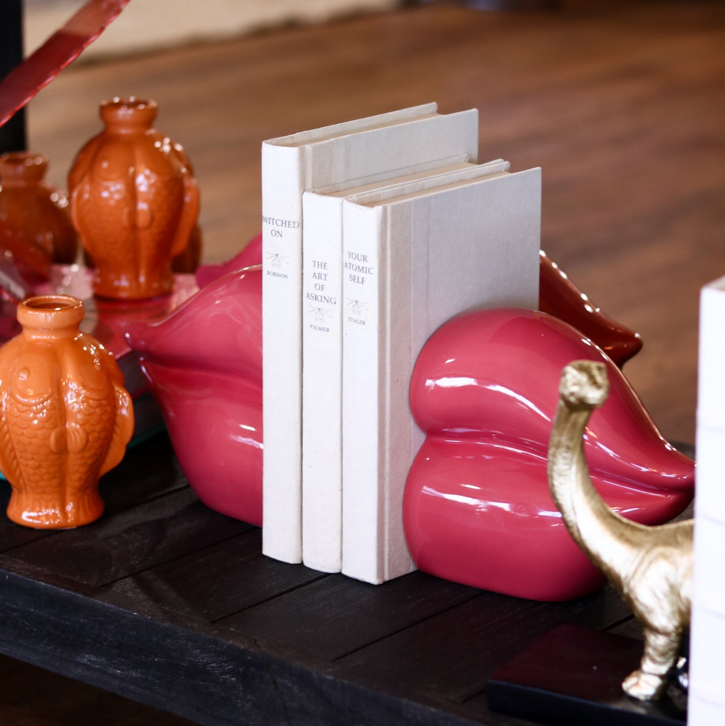 Pink Lip Bookends