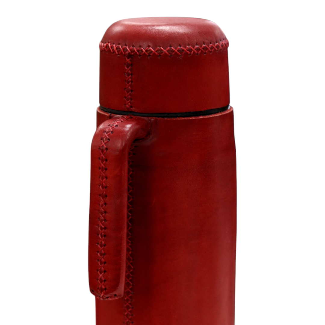 Hand-Stitched Leather Thermos