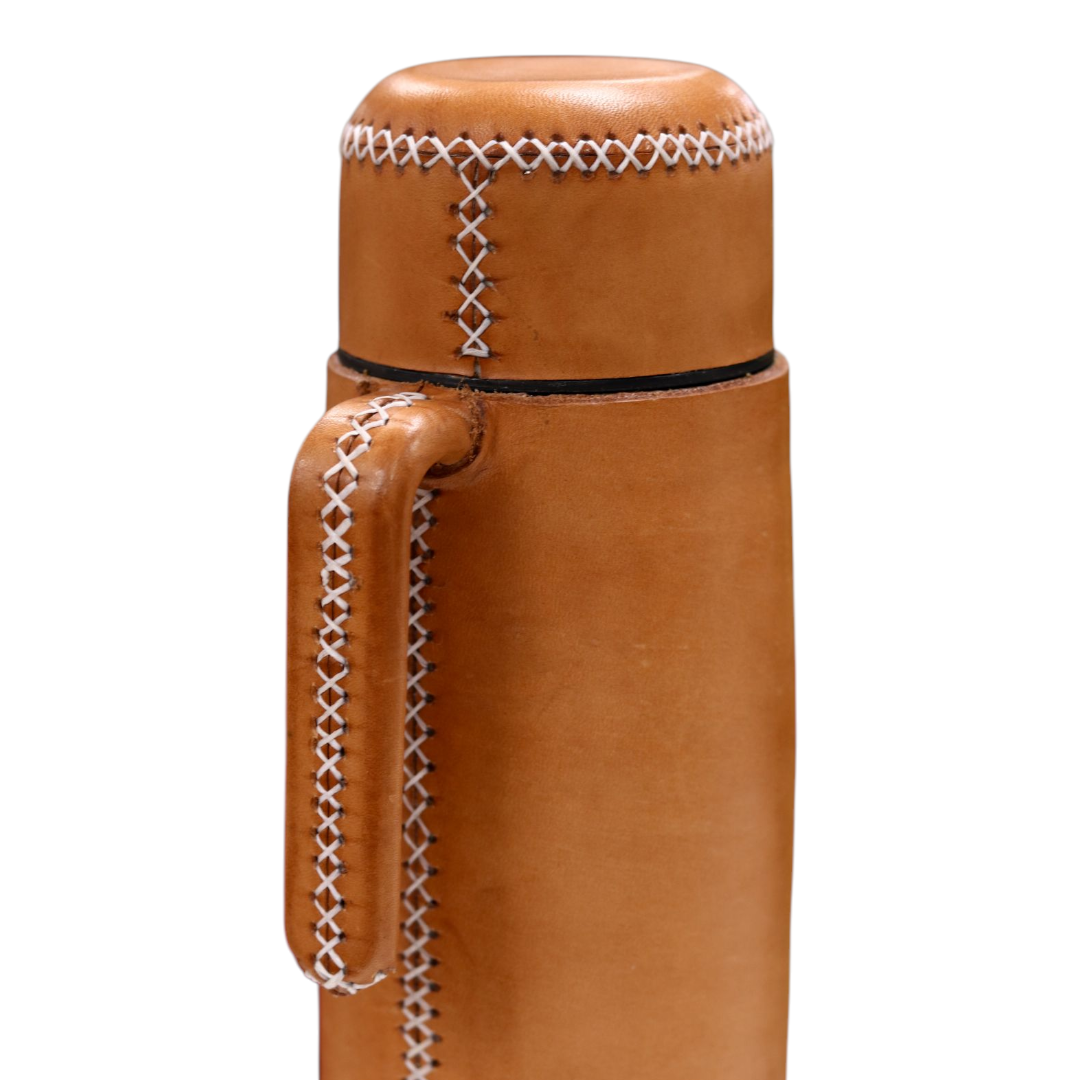 Hand-Stitched Leather Thermos