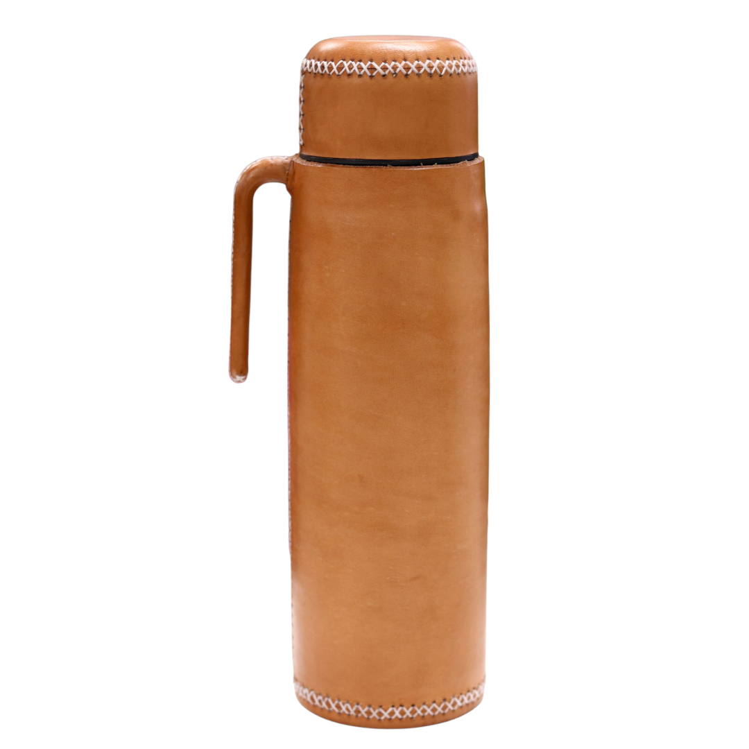 Hand-Stitched Leather Thermos