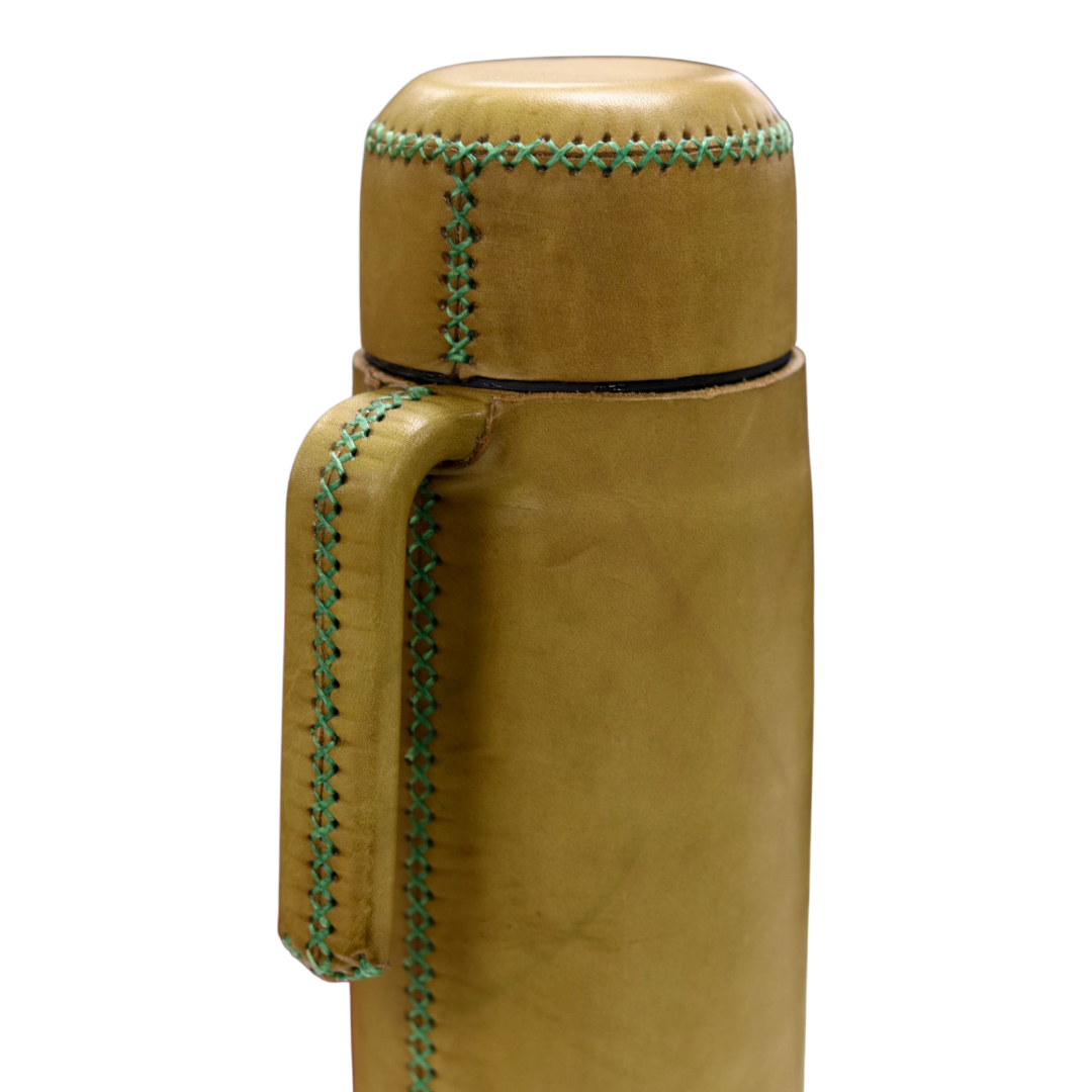 Hand-Stitched Leather Thermos
