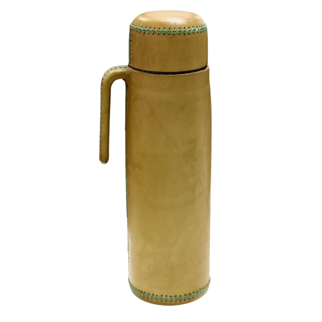 Hand-Stitched Leather Thermos