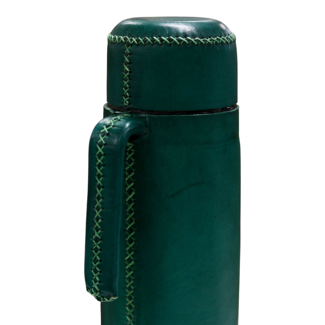 Hand-Stitched Leather Thermos