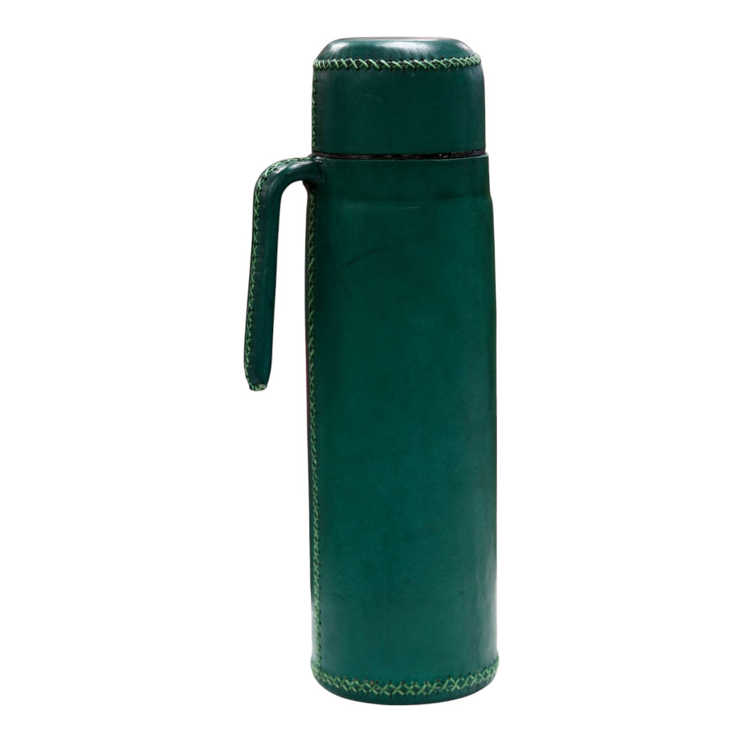 Hand-Stitched Leather Thermos