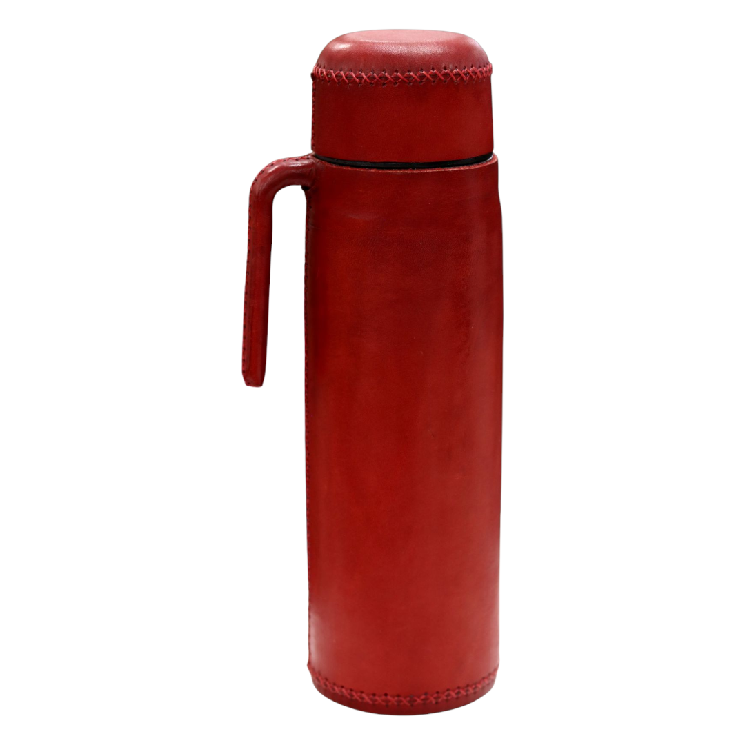 Hand-Stitched Leather Thermos